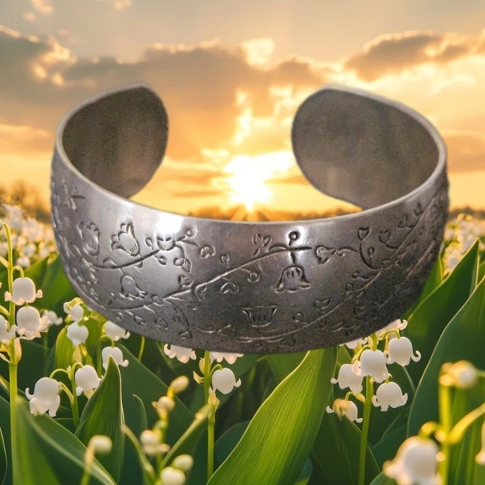 S. Kirk & Son Sterling Silver Bracelet - Lily of the Valley Cuff - Model 15- 5